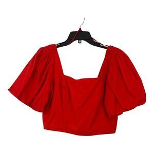 GB Size XL Red Puff Sleeve Cropped Top New NWT
